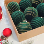 10cm Green Flocking Paiting Christmas Ball Ornament Collection - Image 3