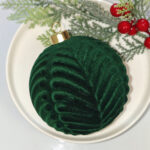 10cm Green Classic Flocking Christmas Ball Ornament Collection Box - Image 6
