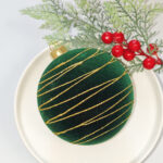 8cm Green Hollow, Concave, Paiting Flocking Christmas Ball Ornament Collection - Image 6
