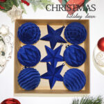 10cm Blue Star Flocking Christmas Ball Ornament Collection