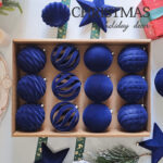 8cm Blue Star Gift Box Flocking Christmas Ball Ornament Collection