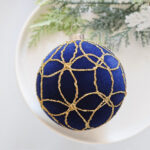 8cm Blue Concave Paiting Flocking Christmas Ball Ornament Collection - 图片 6