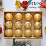 8cm Gold Tree Paiting Christmas Ball Ornament Collection