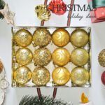 6cm Gold Sequin, Water-Drop Flower Christmas Ball Ornament Collection