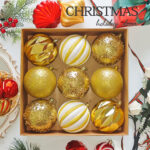 10cm Gold Sequin Christmas Ball Ornament Collection