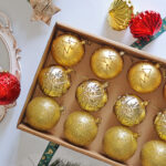 8cm Gold Tree Paiting Christmas Ball Ornament Collection - 图片 2