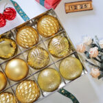 10cm Gold Classic Christmas Ball Ornament Collection - Image 2