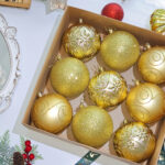 10cm Gold Water-Drop Flower Christmas Ball Ornament Collection - Image 2