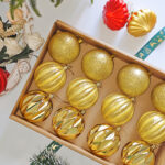 8cm Gold Concave, Pumpkin Paiting Christmas Ball Ornament Collection - Image 2
