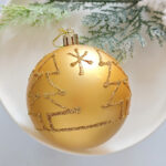 8cm Gold Tree Paiting Christmas Ball Ornament Collection - 图片 3