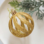 6cm Gold Powder Hollow, Pumpkin Christmas Ball Ornament Collection - Image 4