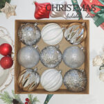 10cm Silver Sequin Christmas Ball Ornament Collection
