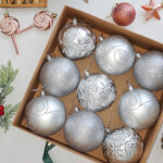 10cm Silver Water-Drop Flower Christmas Ball Ornament Collection - Image 2