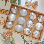 6cm/8cm Sliver Four-Leaf Flower Paiting Christmas Ball Ornament Collection - Image 2