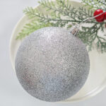10cm Silver Water-Drop Flower Christmas Ball Ornament Collection - Image 3