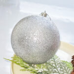 10cm Silver Sequin Christmas Ball Ornament Collection - Image 3