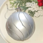 8cm Silver Water-drop Flower Christmas Ball Ornament Collection - 图片 3