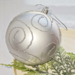 10cm Silver Water-Drop Flower Christmas Ball Ornament Collection - Image 5