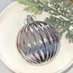 6cm/8cm Sliver Four-Leaf Flower Paiting Christmas Ball Ornament Collection - Image 5