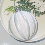 8cm Silver Pumpkin Paiting Pearl Christmas Ball Ornament Collection - 图片 5