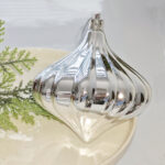 10cm Silver Water-Drop Flower Christmas Ball Ornament Collection - Image 6