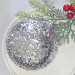 10cm Silver Sequin Christmas Ball Ornament Collection - Image 6