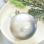 6cm/8cm Sliver Four-Leaf Flower Paiting Christmas Ball Ornament Collection - Image 6