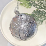 8cm Silver Water-drop Flower Christmas Ball Ornament Collection - 图片 6