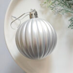 6cm Silver Pumpkin Paiting Pearl, Sequin, Onion Shiny Christmas Ball Ornament Collection - Image 7