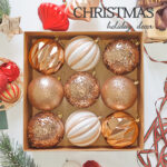 10cm Champagne Gold Sequin Christmas Ball Ornament Collection