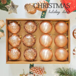 8cm Champagne Gold Round Ball With Sequin Ball Christmas Ball Ornament Collection
