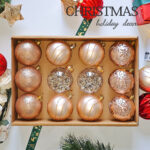 8cm Champagne Gold Water-drop Flower Christmas Ball Ornament Collection