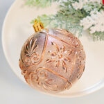8cm Champagne Gold Round Ball With Sequin Ball Christmas Ball Ornament Collection - Image 3