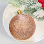 8cm Champagne Gold Round Ball With Sequin Ball Christmas Ball Ornament Collection - Image 4
