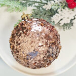 8cm Champagne Gold Round Ball With Sequin Ball Christmas Ball Ornament Collection - Image 5