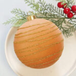 10cm Champagne Gold Classic Flocking Christmas Ball Ornament Collection Box - 图片 6