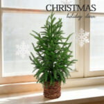 Artificial Christmas Tree in a Wicker Basket