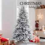 Artificial Christmas Tree with LED Color-Changing Lights and Artificial Snow