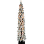 Artificial Flocked Slim Pencil Christmas Tree With Warm White Light - 图片 4