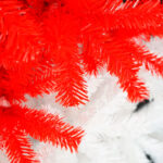 Artificial red and white Christmas trees with lights - Image 2