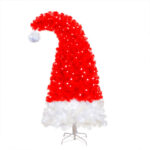 Artificial red and white Christmas trees with lights - Image 3