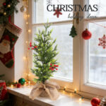 Artificial tabletop Christmas tree with berries