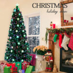Artificial Christmas Tree with Multicolored Fiber Optic Lights & Snowflakes