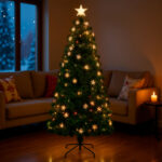 Artificial Christmas Tree with Multicolored Fiber Optic Lights & Snowflakes - Image 3
