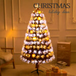 Fiber-optic Christmas tree with gold-colored decorative lights