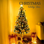 Fiber-optic Christmas tree with lights and ornaments