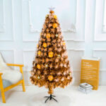 Fiber-optic Christmas tree with gold-colored decorative lights - Image 5