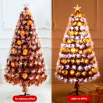 Fiber-optic Christmas tree with gold-colored decorative lights - Image 4