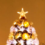 Fiber-optic Christmas tree with gold-colored decorative lights - Image 3