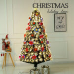 Fiber-optic LED Christmas tree with decorations